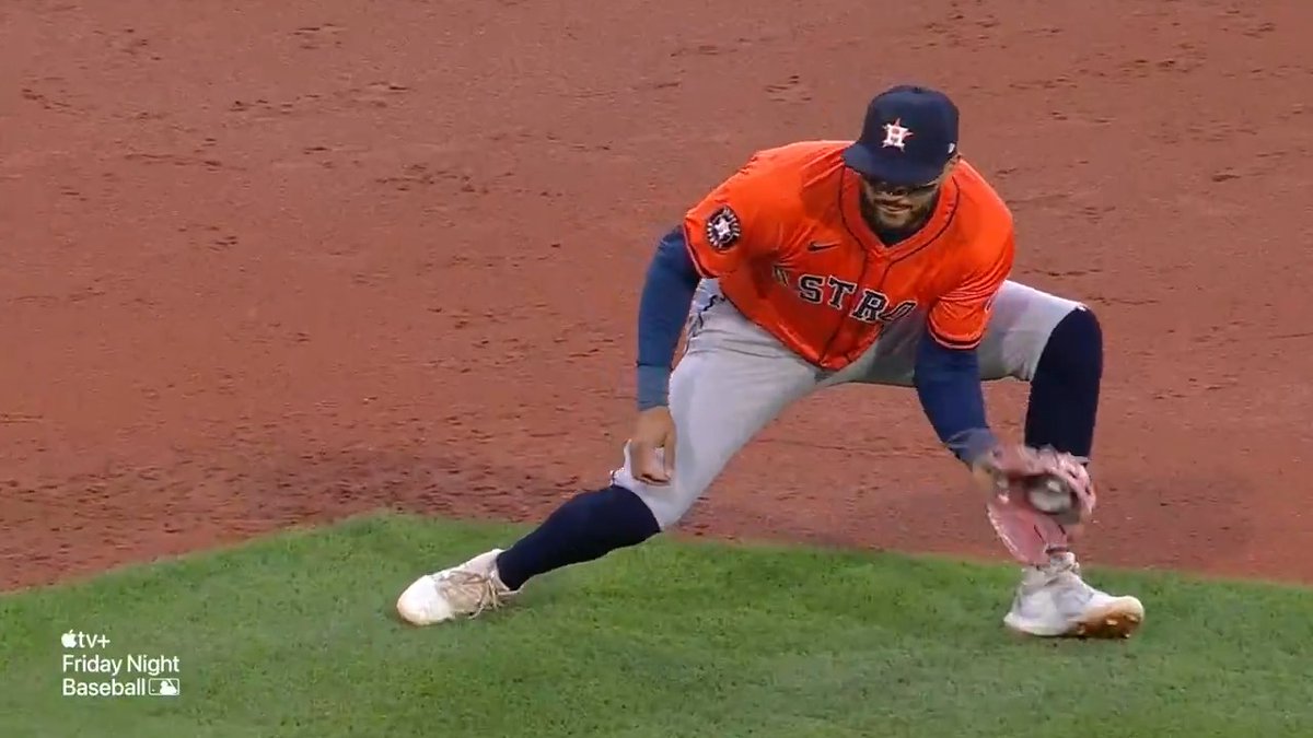 Carlos Correa is playing third base tonight for the first time ever in the Majors. He looks like a natural already 🤣