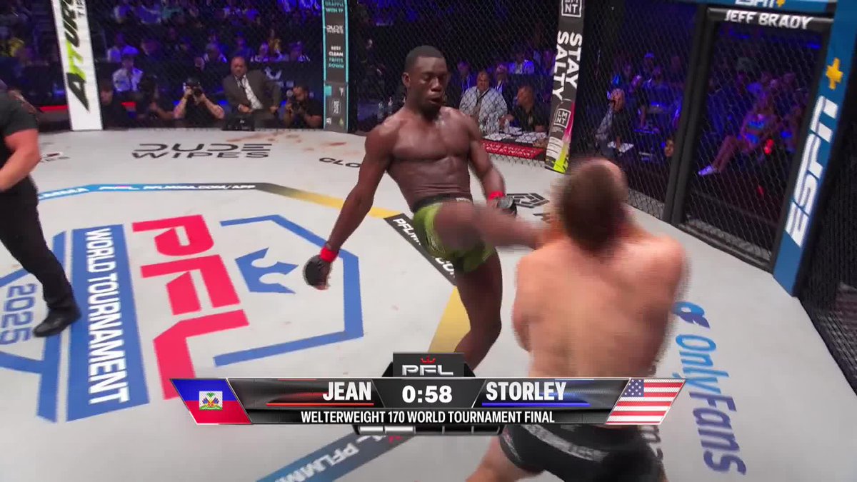 Thad Jean moves to 11-0 and is a #PFLWorldTournament CHAMPION. The PFL has a great young fighter on their hands.