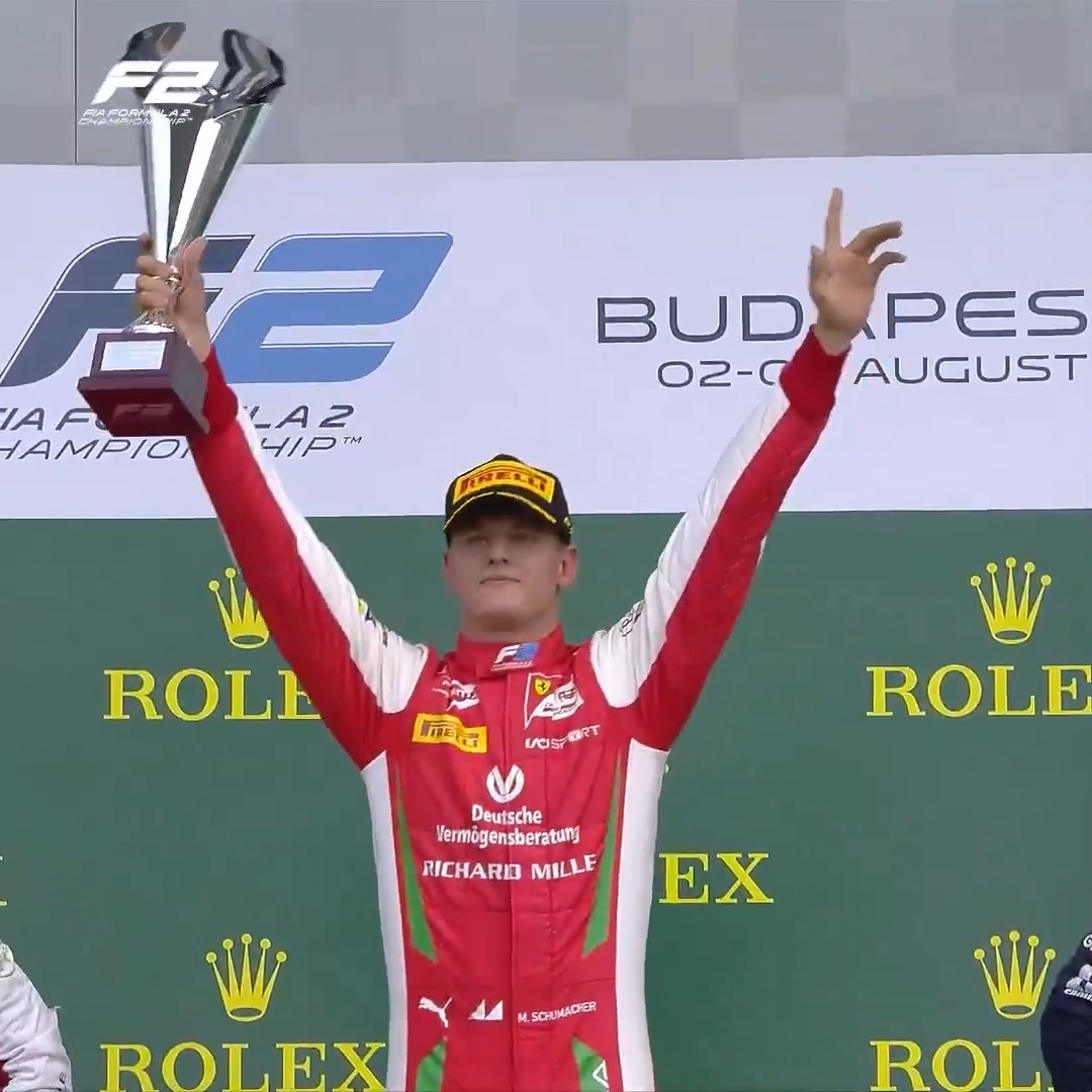 Mick's maiden win 🥇🏆 Mick Schumacher secured a first #F2 victory with a great drive in the 2019 Budapest Sprint 🙌 #HungarianGP