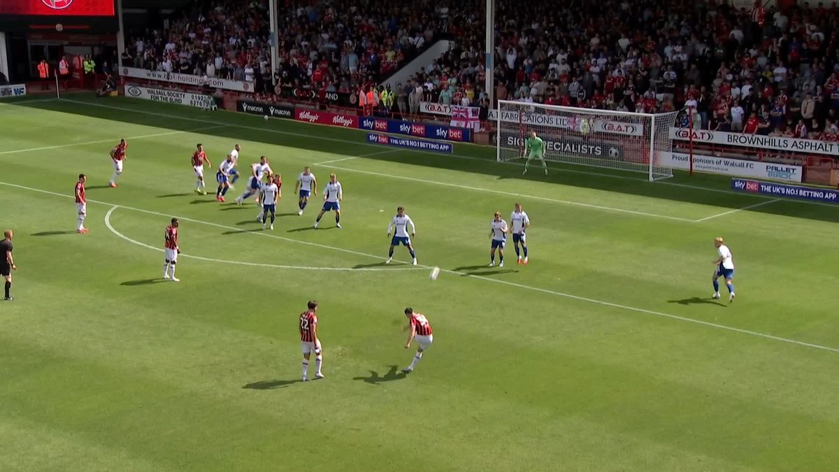 A dead-ball ROCKET from Evan Weir gives Walsall the early advantage against Swindon! ☄️