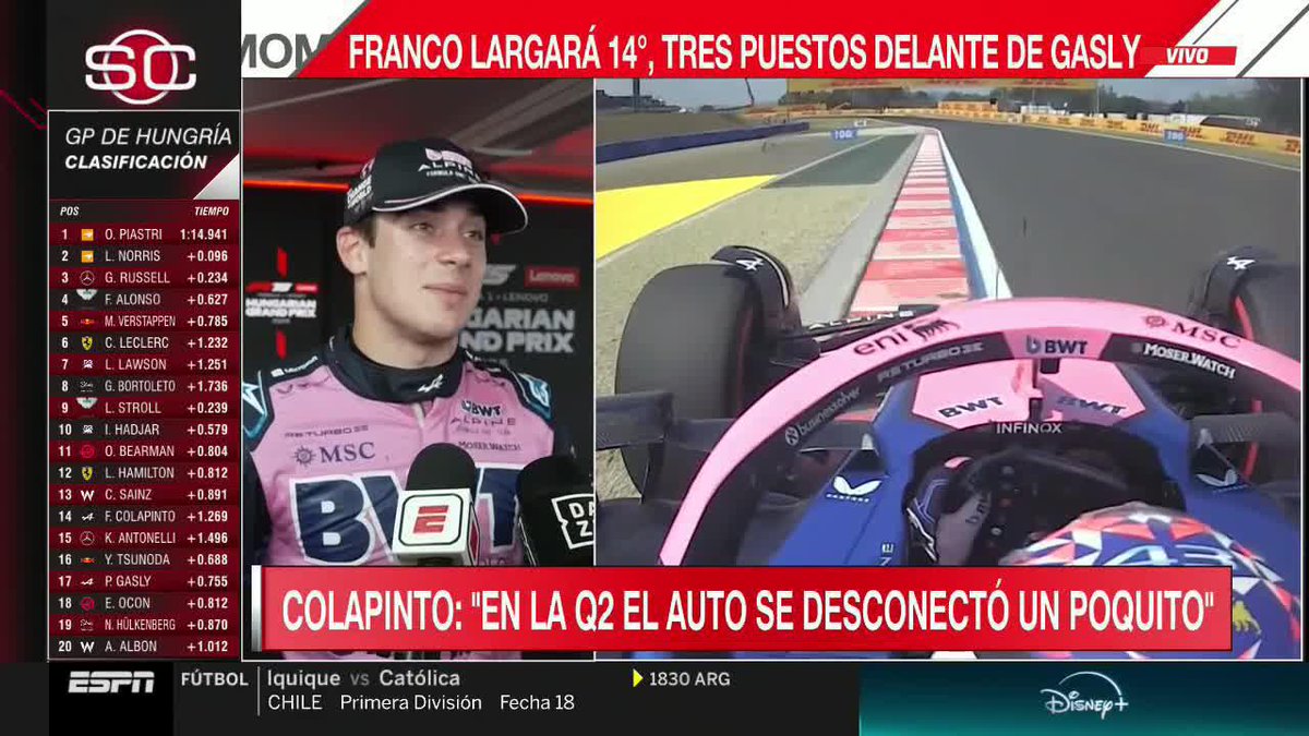 🗣️ ¡Franco Colapinto post Qualy! “Bien en la FP3. En Q1 hice 2 vueltas muy buenas y en Q2 no tuve grip. Pasamos de un auto que se sentía bien a uno dificil de manejar” "Ayer tuve un ritmo de carrera muy bueno, en el top 6, nos da ilusión para mañana"