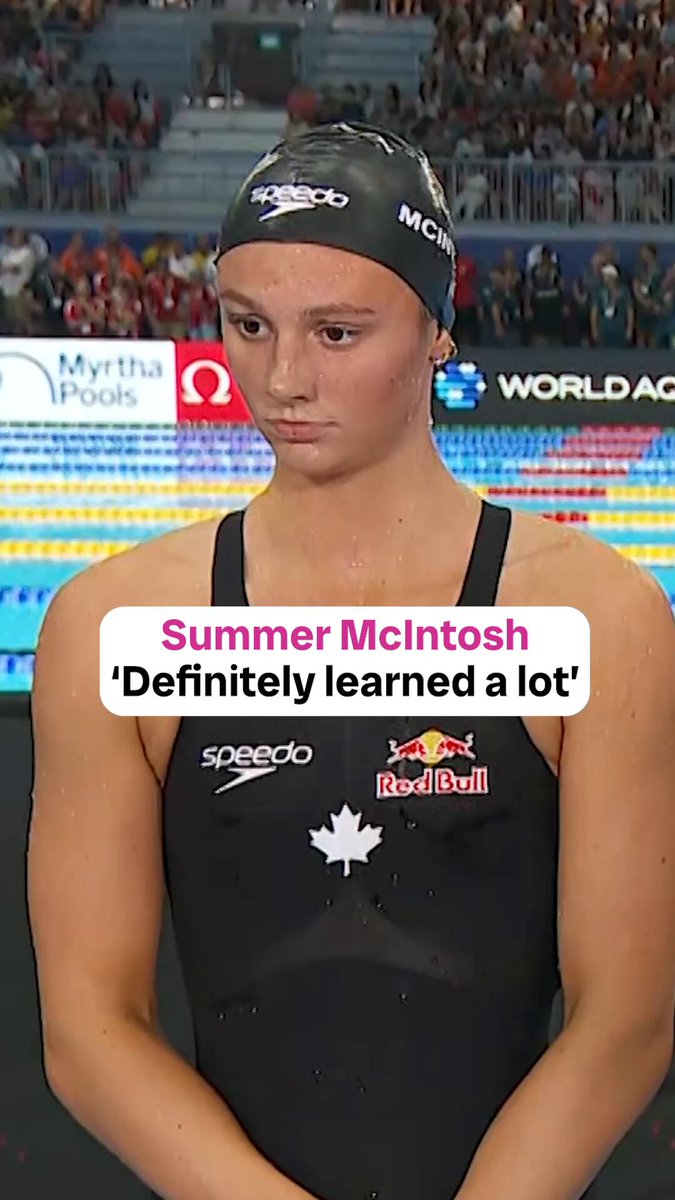 Summer McIntosh reflects on 800-metre freestyle showdown at the world championships on Saturday 🏊‍♀️ Watch her go again in the 400m medley Sunday morning on CBC Gem