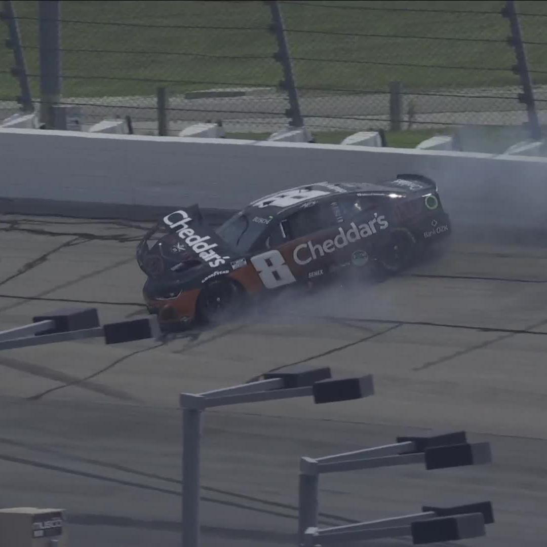 There's big trouble in practice for Kyle Busch. Kyle climbed from the No. 8 under his own power.