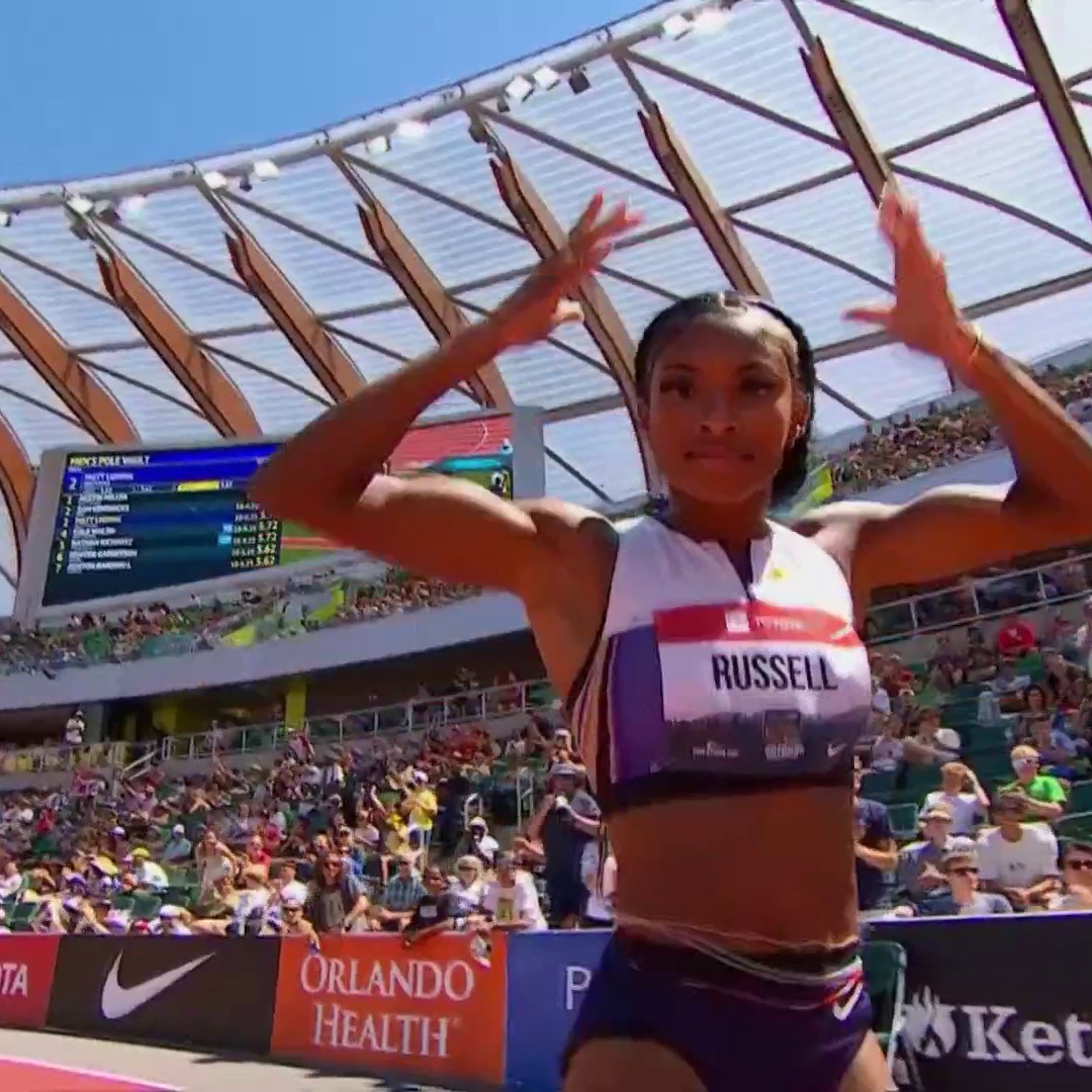 Russell dominates 100mH final 👑 #USATFOutdoors 12.22 - Masai Russell 12.31 - Grace Stark 12.36 - Alysha Johnson 12.37 - Keni Harrison 12.40 - Tonea Marshall 12.55 - Alia Armstrong
