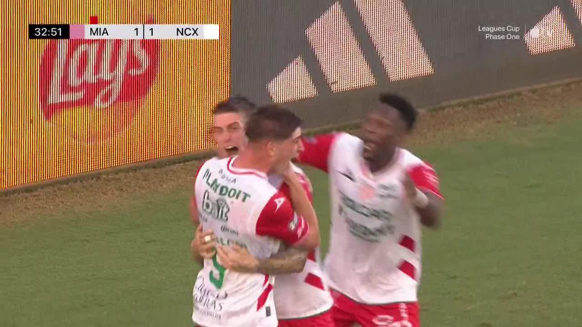 EL EQUIPO DE GAGO: así fue el gol de Badaloni para el 1-1 parcial de Necaxa vs. Inter Miami. 📹 Leagues Cup | #LeaguesCup2025 on Apple
