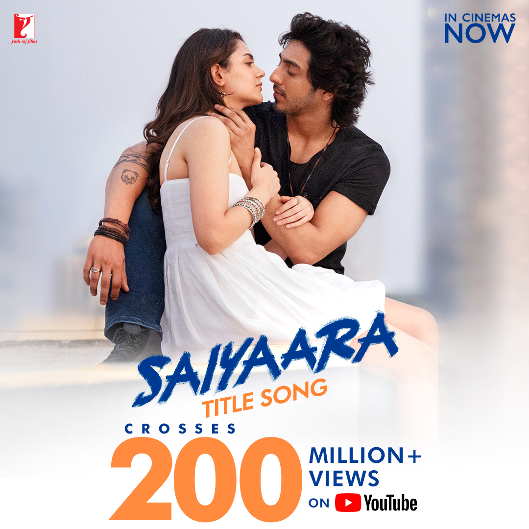 #SaiyaaraTitleTrack found its home in your hearts! 200M+ views ✨❤️🎶 Watch the song now - #Saiyaara in cinemas. #AhaanPanday | #AneetPadda | Mohit D Suri | #AkshayeWidhani | #FaheemAbdullah | #TanishkBagchi | #ArslanNizami | Irshad Kamil | @vijayganguly