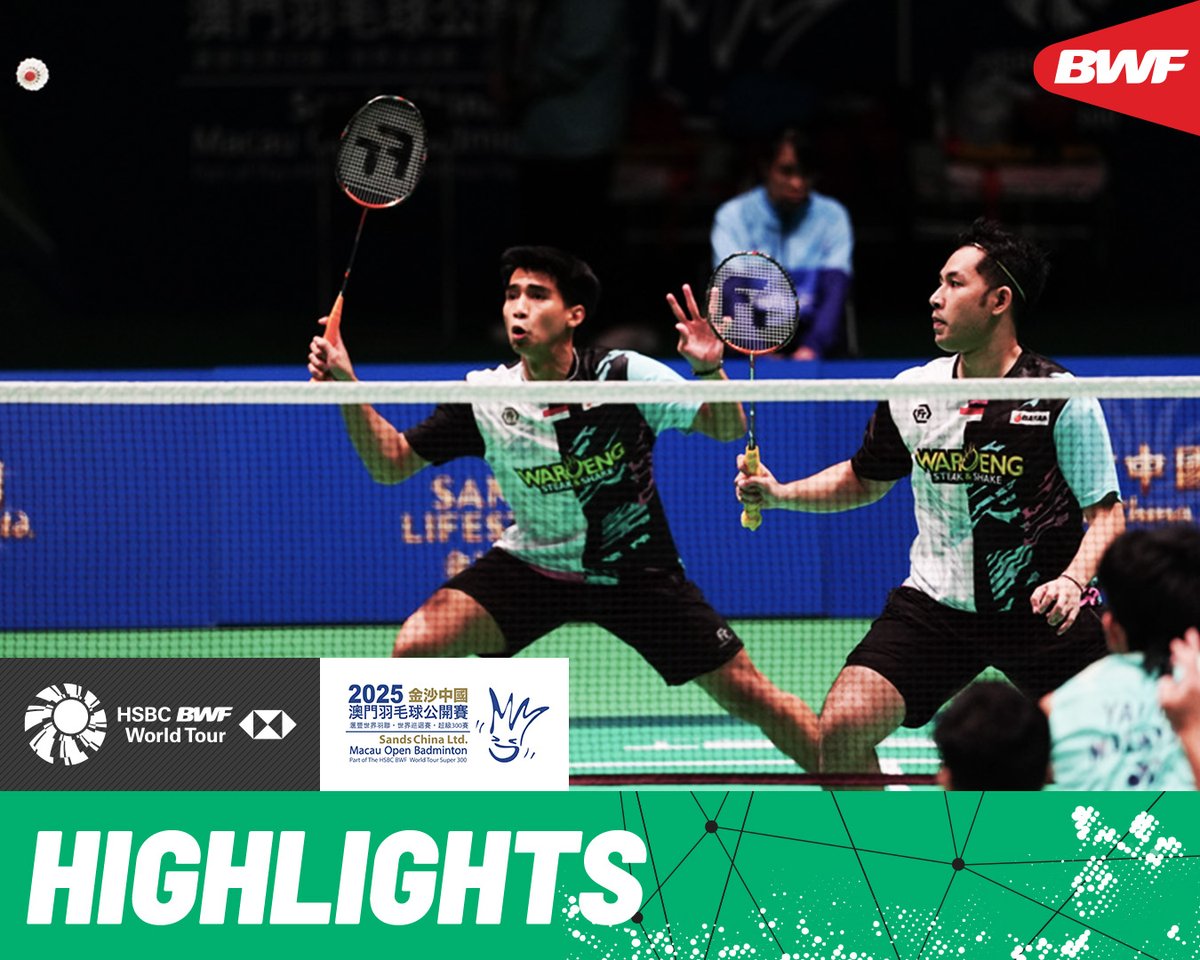 Top seeds Gutama/Isfahani 🇮🇩 square off against Arif/Yap 🇲🇾. #BWFWorldTour #MacauOpen2025