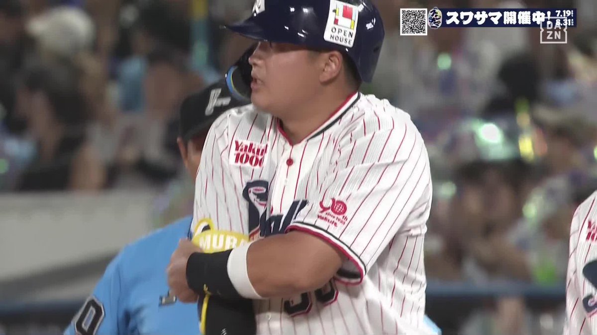 速すぎる 打球速度が半端ない 村上宗隆 神宮球場で今季初タイムリー ⚾プロ野球(2025/8/3) 🆚ヤクルト×阪神 📱Live on DAZN #オレをみろ #swallows