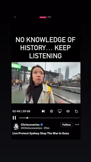 Clueless in Keffiyehs 🤡 Chriscoveries interviews a protester at the "March for Gaza" over the Sydney Harbour Bridge. He introduces her as someone with a "nuanced take" on the situation. However, she quickly admits she has no understanding of the conflict or its history. She explains she’s only there because of the images she saw on TV and social media—no different from the emotionally charged propaganda we saw during the COVID era. This protester isn’t the exception, but the norm. When I interviewed people at a pro-Palestine rally in Melbourne, I found most of them were just like her: clueless, with no real grasp of the conflict or its complexities. It’s also telling that while thousands take to the streets over a foreign conflict they barely understand, Australia is facing its own crises—soaring homelessness, a brutal cost-of-living crunch, and a collapsing healthcare system. Yet there’s barely a whisper of pr