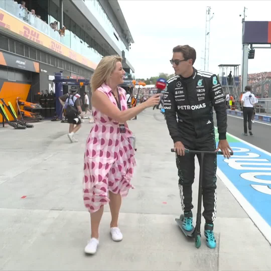 "Sneak in there" 😎 George is ready for lights out in Hungary 🇭🇺