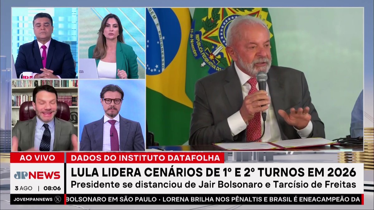 Lula lidera cenários de 1º e 2º turnos em 2026, aponta Datafolha 📺 Confira na JP News e Panflix 👉 #JornalDaManhã