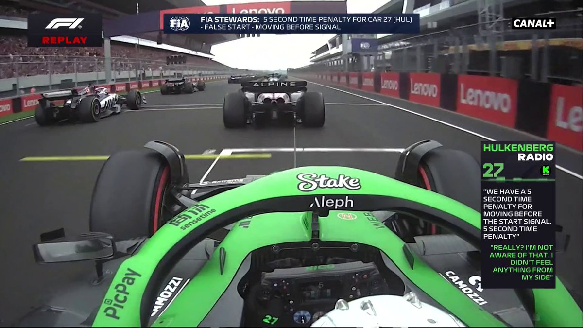 Hülkenberg écope de 5 secondes de pénalité pour faux départ ⚠️ #HungarianGP #F1