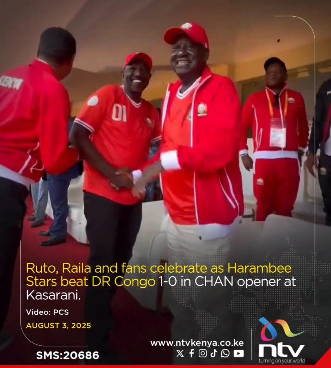 Ruto, Raila and fans celebrate as Harambee Stars beat DR Congo 1-0 in CHAN opener at Kasarani