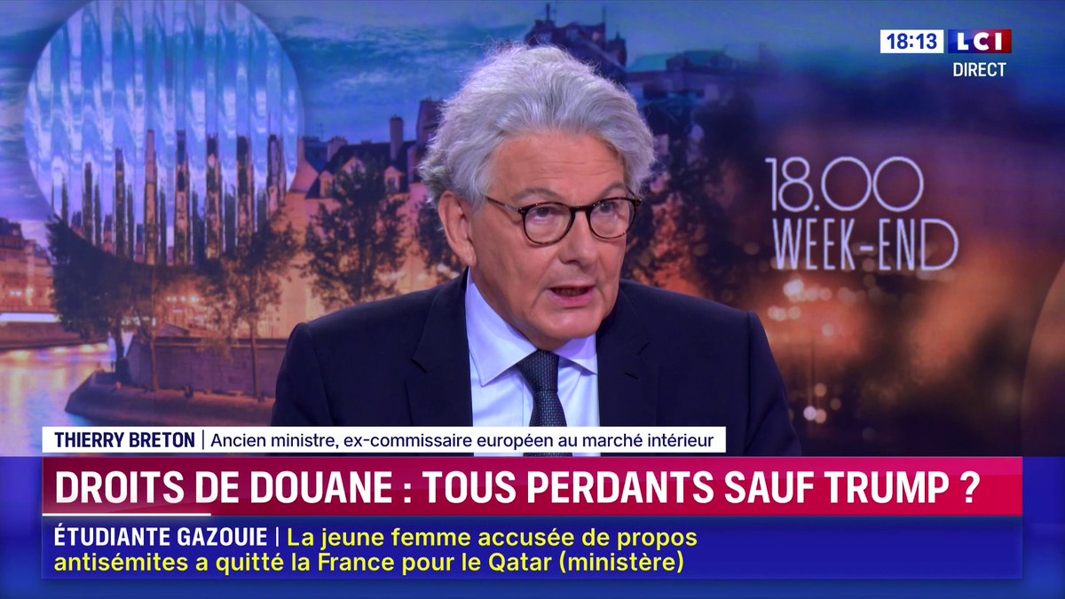 🗣️ Thierry Breton (Thierry Breton) : "Nous vivons un tournant. Nous sommes entrés dans un nouveau monde, un nouveau monde qui ne reconnaît plus les règles internationales."