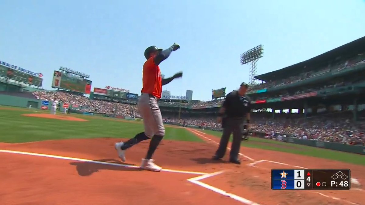 Carlos Correa crushes one over The Monster! 💥 His first homer back in an @Astros uniform!