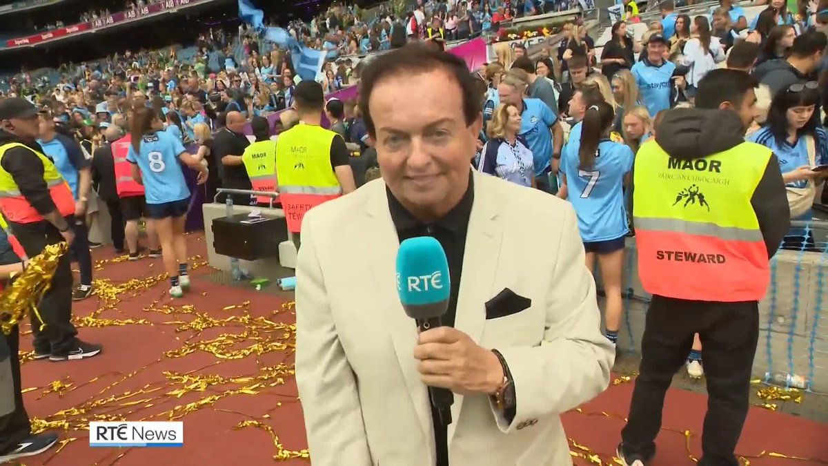 "I'm privileged to be from this wonderful county and represent all these people. I'm looking forward to what's ahead." - Hannah Tyrrell, with daughter Aoife in her arms, confirms to Marty Morrissey she has played her last game for Dublin #RTEgaa