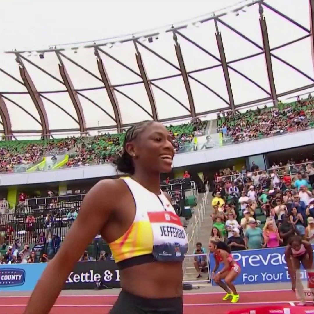 Melissa Jefferson-Wooden becomes first woman since 2003 to win 100m/200m double at nationals! 😤 #USATFOutdoors