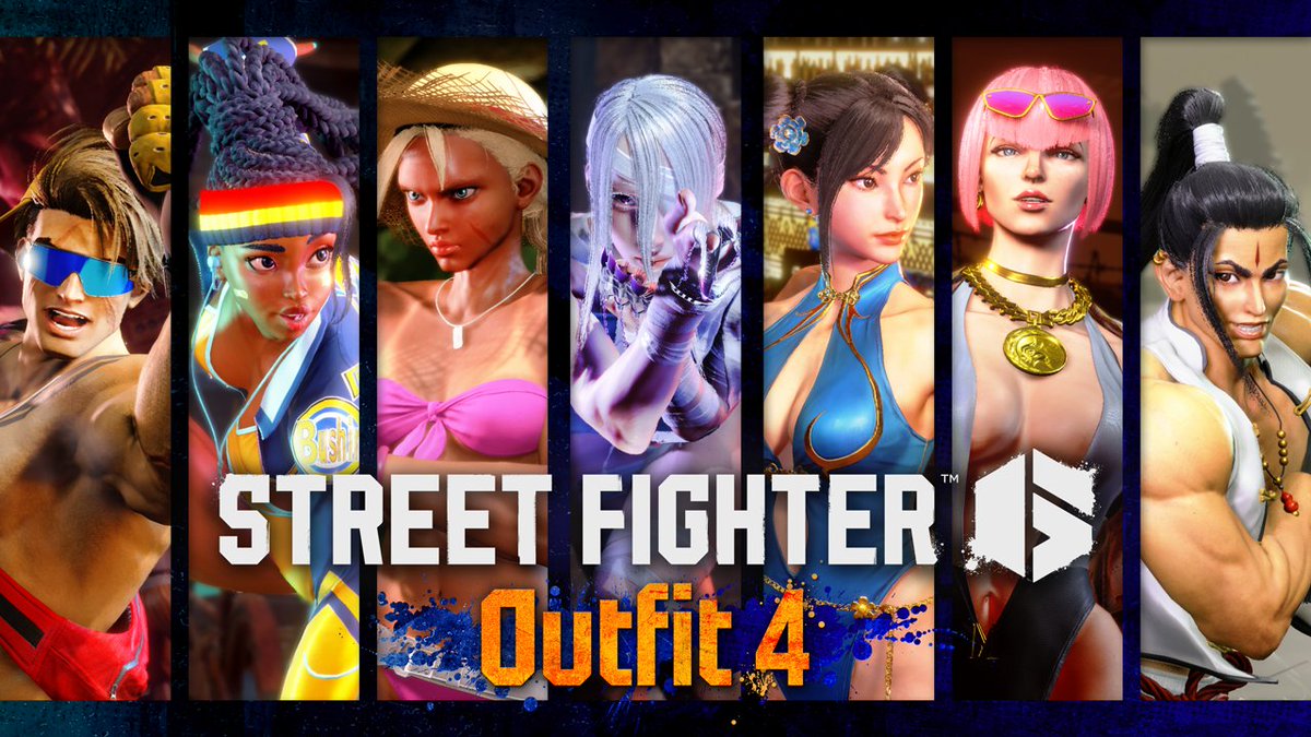 / 7体のキャラクターのコスチュームOutfit 4 ゲームプレイ映像を公開🎬 \ ルーク、ジェイミー、キンバリー、マノン、A.K.I.、キャミィ、春麗の夏にぴったりなコスチュームは必見✨ ⏰8/5(火)サガット配信と同時発売👏