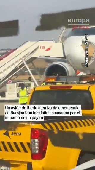 ๐ด Un aviรณn de Iberia que cubrรญa la ruta entre Madrid y Parรญs aterriza de emergencia en Barajas tras los daรฑos causados por el impacto de un pรกjaro. Tanto los pasajeros como la tripulaciรณn resultaron ilesos