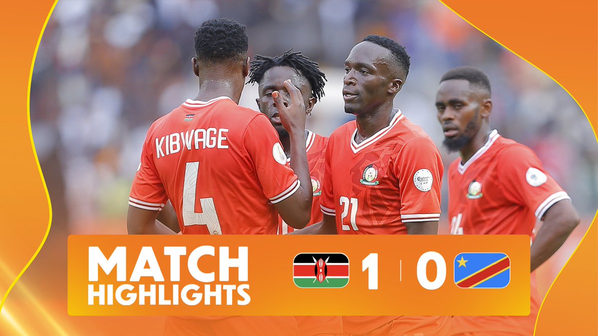 🎥 HIGHLIGHTS: 🇰🇪 1–0 🇨🇩 Kenya edge past DR Congo in a tight clash to claim all three points. 💪✅ Purchase your #TotalEnergiesCHAN2024 tickets here 👉