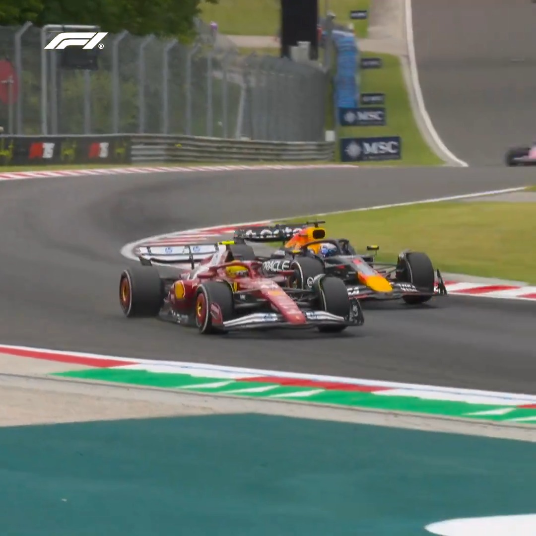Verstappen v Hamilton all over again 🍿 Max gets by this time, after the rivals made contact at last year's Hungarian Grand Prix ⚔️ #F1 #HungarianGP