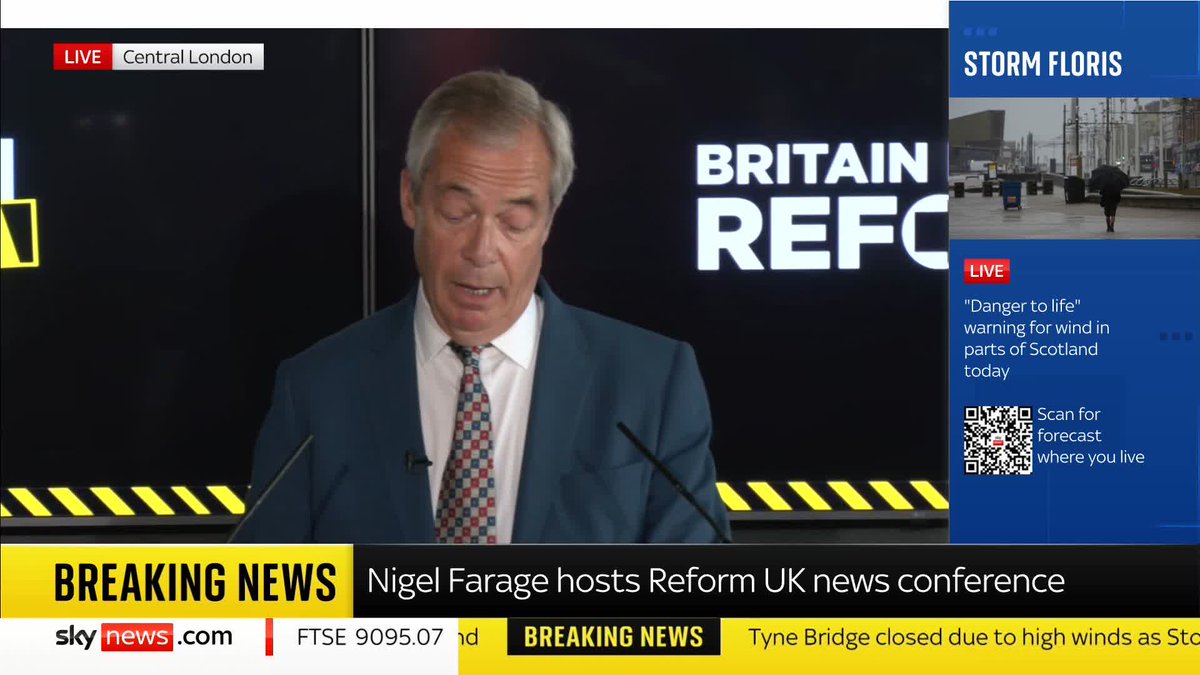 BREAKING: Nigel Farage says his party's criticisms of the Online Safety Act have led the government to 'sink to the depths' of comparisons with Jimmy Savile. The Reform UK leader is speaking at a press conference in central London.