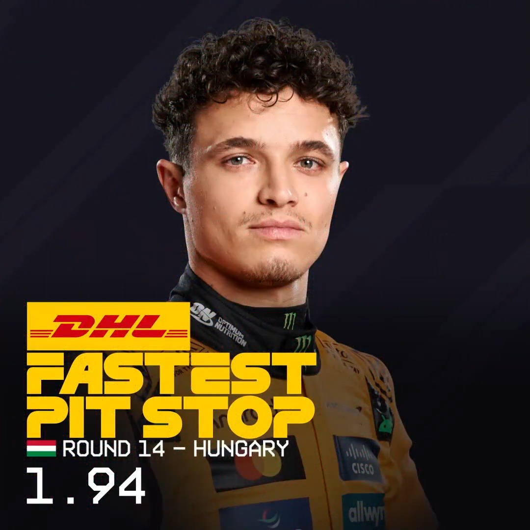 McLaren continue to excel in every aspect - setting the DHL_Motorsports Fastest Pit Stop of the season, and later matching it in the same race! 👏 👉 #F1 #HungarianGP #MomentsThatDeliver