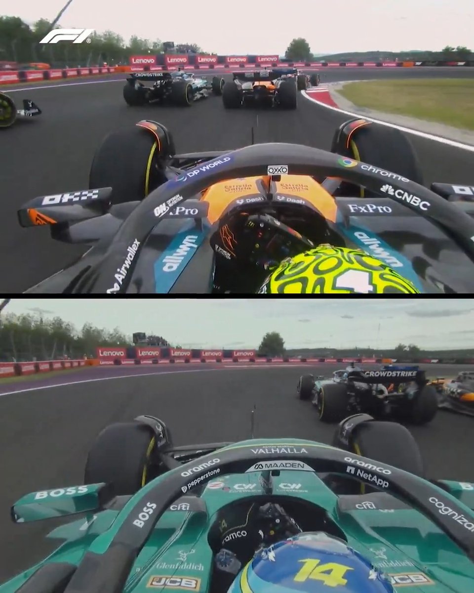 Norris goes on the attack at the race start, and veteran Alonso takes advantage! 💪 Insights powered by Amazon Web Services #F1 #F1Insights #HungarianGP