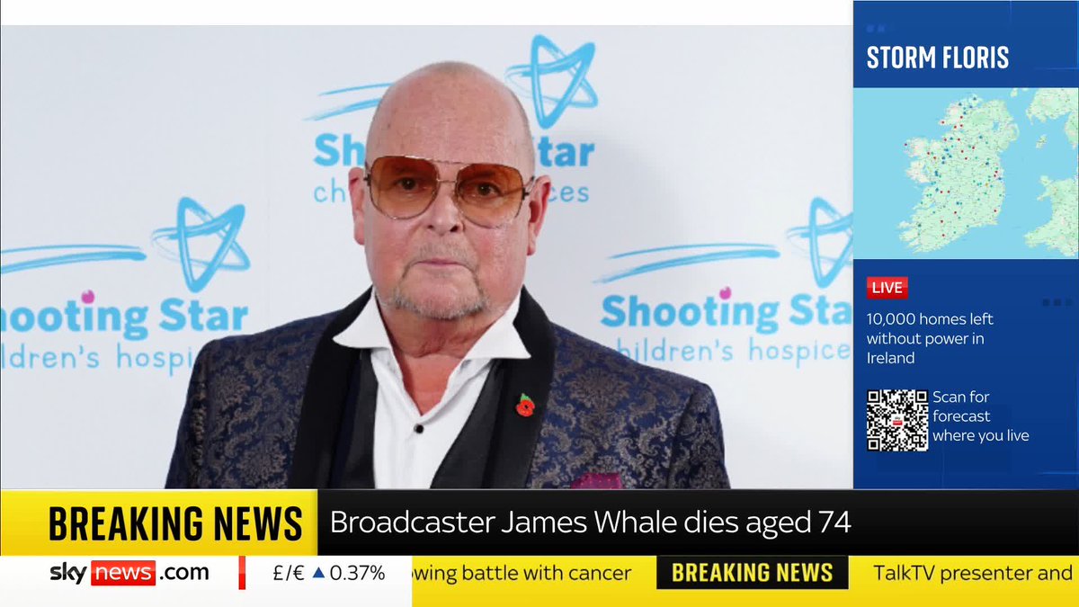 BREAKING: Broadcast James Whale has died aged 74 📺 Sky 501, Virgin 602, Freeview 233 and YouTube