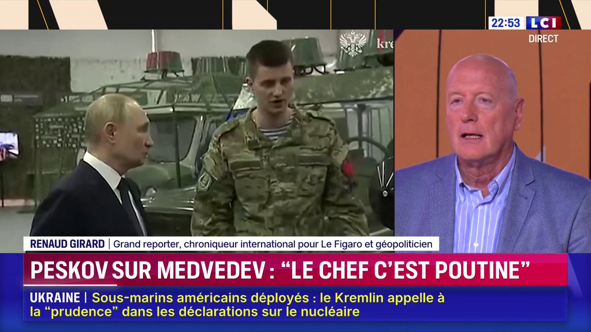 Russie : "Personne ne sait ce qu'il y a dans la tête de Vladimir Poutine, mais celui qui est le plus proche et qui peut-être [le] saurait, (...) c'est Dmitri Peskov", le porte-parole du Kremlin, développe Renaud Girard. ▶️ avec Damien Givelet