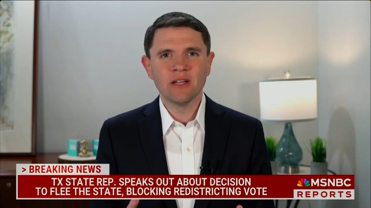 Texas State Rep. Talarico: We're breaking quorum because this is different. Trump has asked Texas Republicans to redraw the Texas maps to get him 5 more seats. They're doing it in the middle of the decade. This is like 2 teams coming out of the locker room at halftime and the team that's ahead saying they want to change the rules in the second half to make sure they win. If they're gonna cheat, we're not gonna play