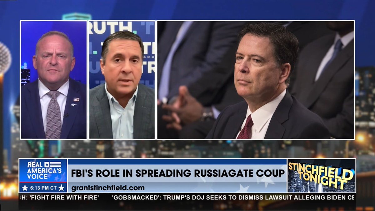 “EVERYBODY KNEW, EXCEPT FOR TRUMP AND REPUBLICANS, THAT THIS WAS A GRAND CONSPIRACY IN 2016…THE FBI, THE CIA, OBAMA, THE DNC, EVERY FAKE NEWS MEDIA OUTLET OUT THERE IN AMERICA, THEY WERE ALL IN ON IT.” - Devin Nunes Grant Stinchfield