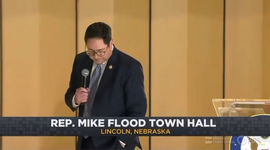 GOP Rep. Mike Flood gets booed at his own town hall for defending SNAP and health care research cuts