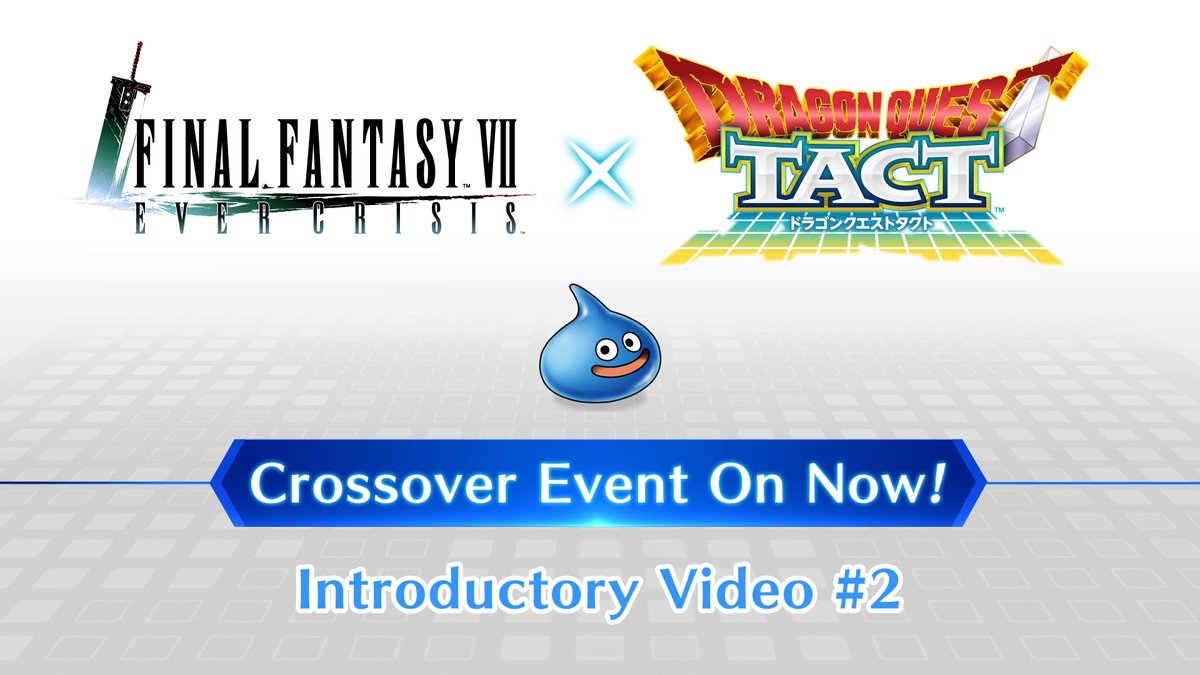 #FF7EC x #DQTACT Crossover Event Info As of Aug. 6 PDT, new gear will be available in the DRAGON QUEST TACT crossover! Can you guess which monster will be appearing as a boss in this month's guild battle? #FF7EverCrisis