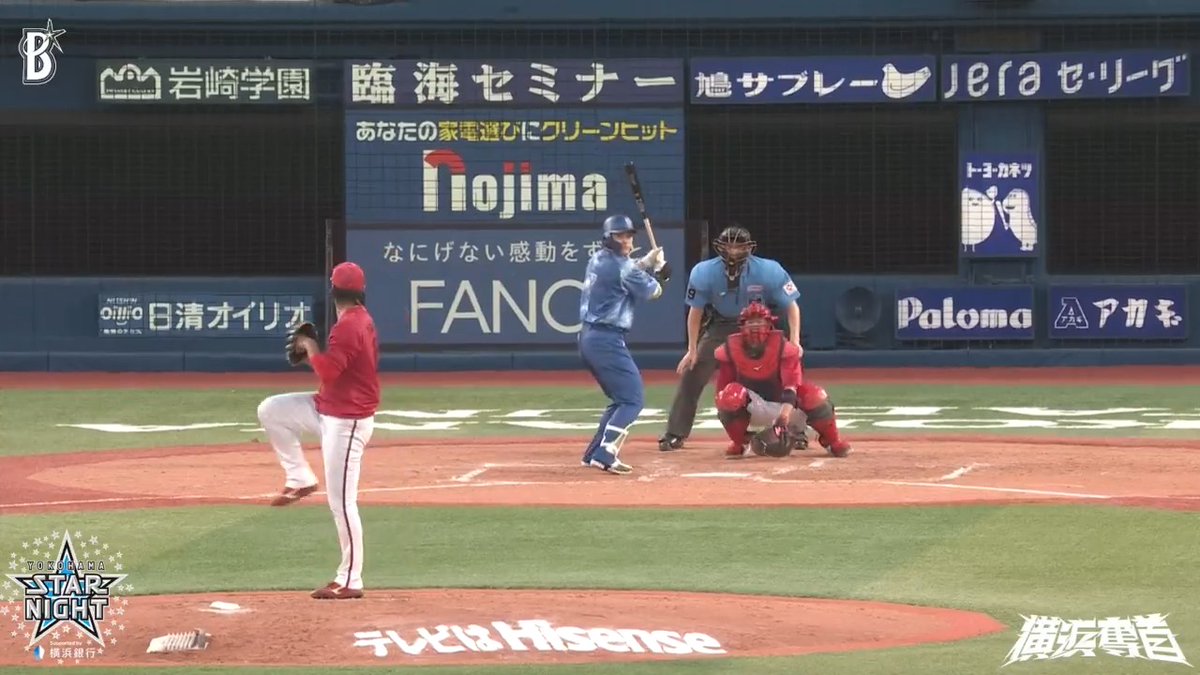 第1打席に5試合連続となるツーベースヒットを放った好調の #佐野恵太 選手が、2打席目にライトスタンドへ通算100号となるソロホームランを放つ🌈🎆 3回表 DB 2 - 1 C #デスターシャ #横浜奪首 #baystars