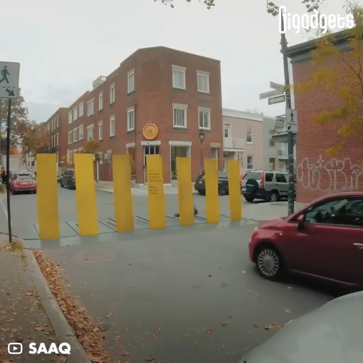 non aesthetic things This pedestrian crossing has a pop-up fence to stop drivers. Quebec Automobile Insurance Corporation came up with this smart zebra crossing. It’s part of their campaign to get drivers to better respect pedestrians.