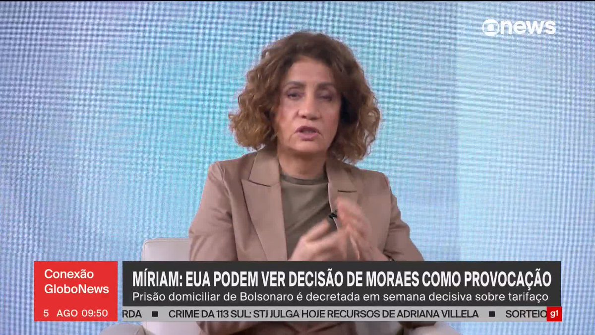 .Míriam Leitão: EUA podem ver decisão do ministro Moraes como provocação; prisão domiciliar de Bolsonaro é decretada em semana decisiva sobre tarifaço de Trump. #ConexãoGloboNews ➡ Assista à #GloboNews: