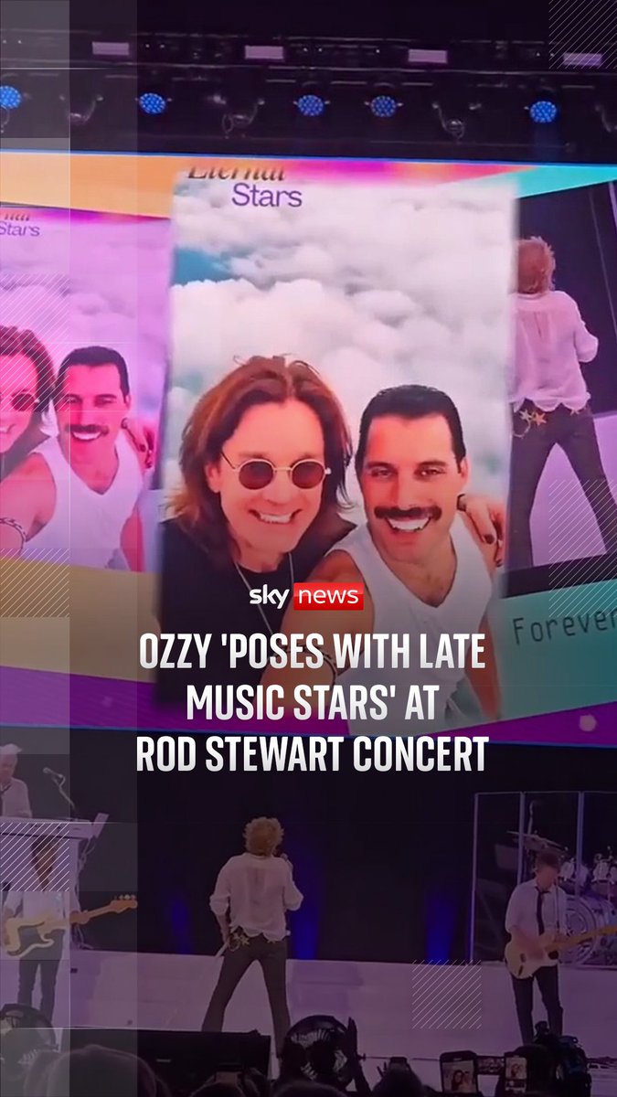 Watch Rod Stewart pay tribute to Ozzy Osbourne at his recent gig by playing an AI-generated video of the late heavy metal star with fellow 'music legends'.