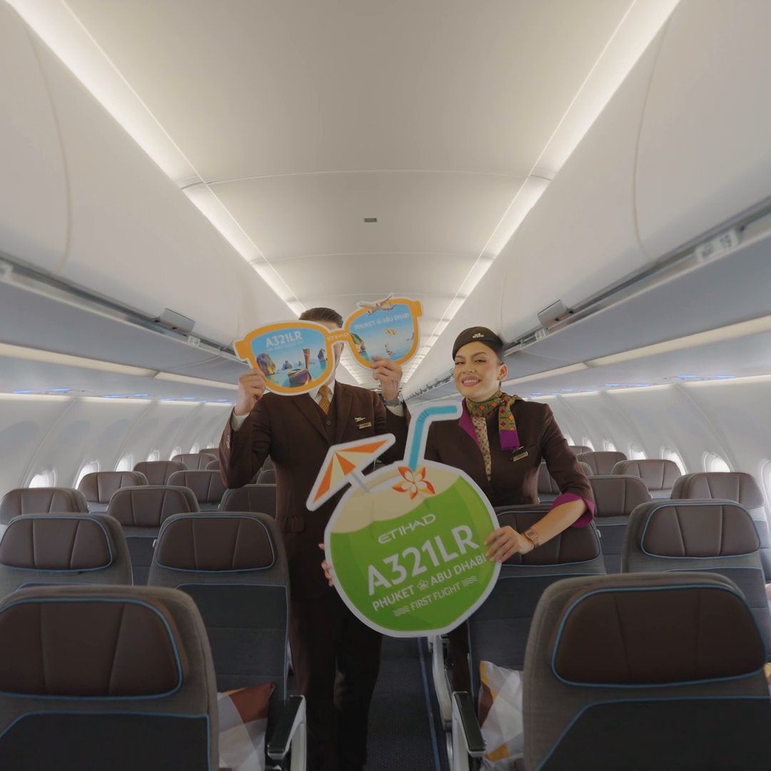 From Abu Dhabi to Phuket 🇦🇪✈️🇹🇭 Our inaugural A321LR flight gave guests a first look our First Suites, lie-flat Business, and next-generation Economy, with high-speed Wi-Fi and 4K entertainment throughout ✨ #Etihad #BeyondBorders #A321LR