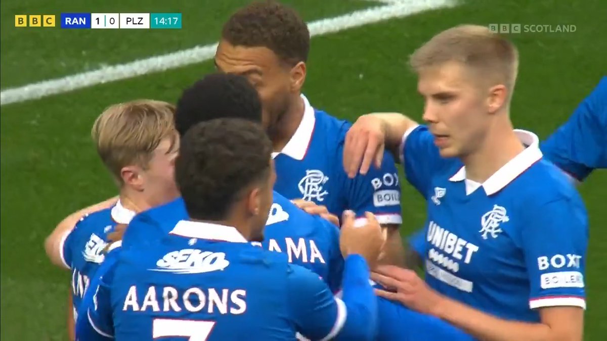 Goal! Rangers 1-0 Viktoria Plzen Djeidi Gassama is quickly earning the affection of Rangers fans. โฝ๏ธ Three huge goals in three consecutive European games, and his strike gives the hosts the lead in the Champions League QR3 tie. ๐บ Live on BBC Scotland #BBCFootball