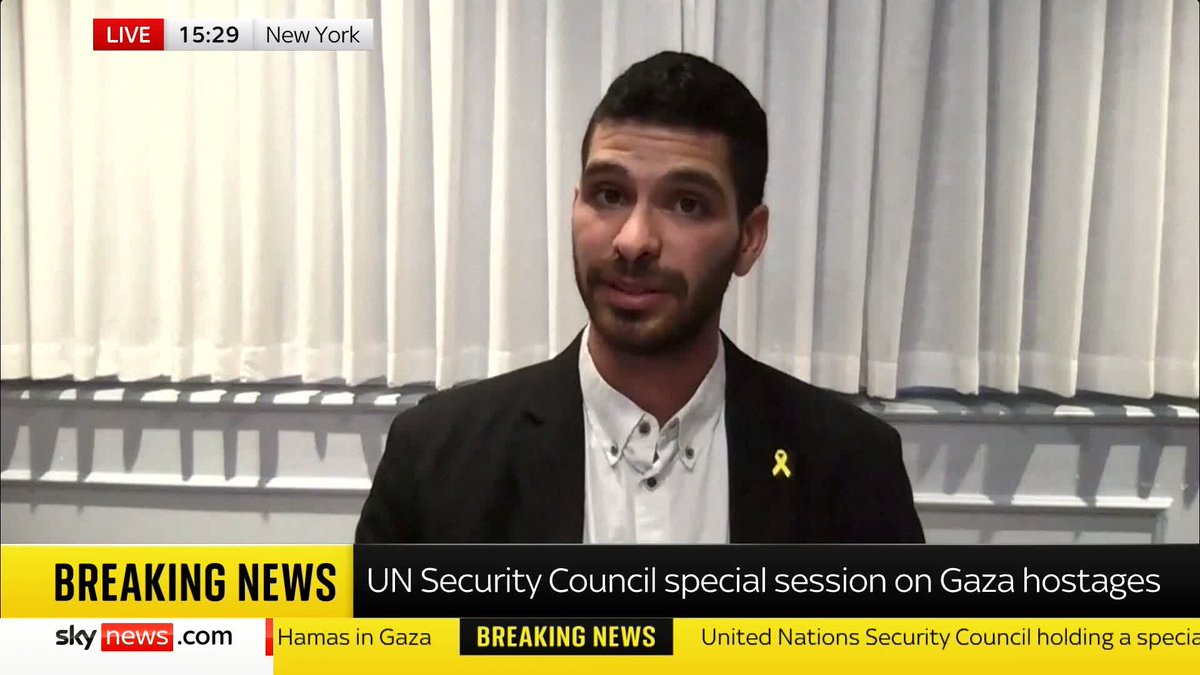 "Bring my little brother home." Ilay David, the brother of Gaza hostage Evyatar David, directs his speech to the "leaders of the world" at a UN Security Council special session. 📺 Sky 501 and YouTube