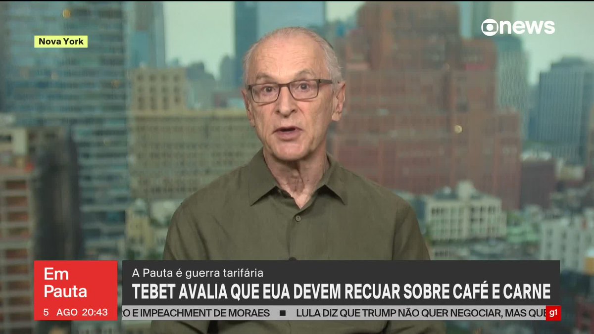“Os Estados Unidos importam 99% do café que consomem. (...) Mais de 70% dos americanos tomam café todo dia, e o café brasileiro corresponde a 1/3 do que é consumido no país. São 8 milhões de sacas de 60 kg por ano importadas do Brasil, e não tem como substituir isso. O Vietnã não vai dar conta. (...) Não tem como comprar café do Brasil com uma tarifa de 50%, porque não vai dar para vende esse café para o consumidor americano. Vai faltar café, e o preço vai subir. (...) Sobre a carne, é mais fácil encontrar outros fornecedores, inclusive no Mercosul, (...) mas a carne brasileira é usada para fazer hamburguer e é 1/3 da carne importada pelos Estados Unidos, que têm problemas sérios de produção de carne”, diz Jorge Pontual depois que a ministra do Planejamento e Orçamento, Simone Tebet, disse que os EUA devem recuar nas taxas ao café e à carne do Brasil. ➡ Assista ao #EmPauta: #GloboNews