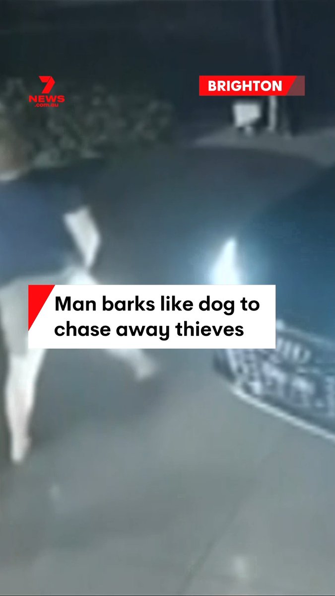 A Brighton resident has gone to extremes to scare off a pair of would-be thieves. Security cameras captured the moment the duo fled as the homeowner barked like a dog to chase them away. #guarddog #bigdog #theft #crime #brighton #melbourne #7NEWS