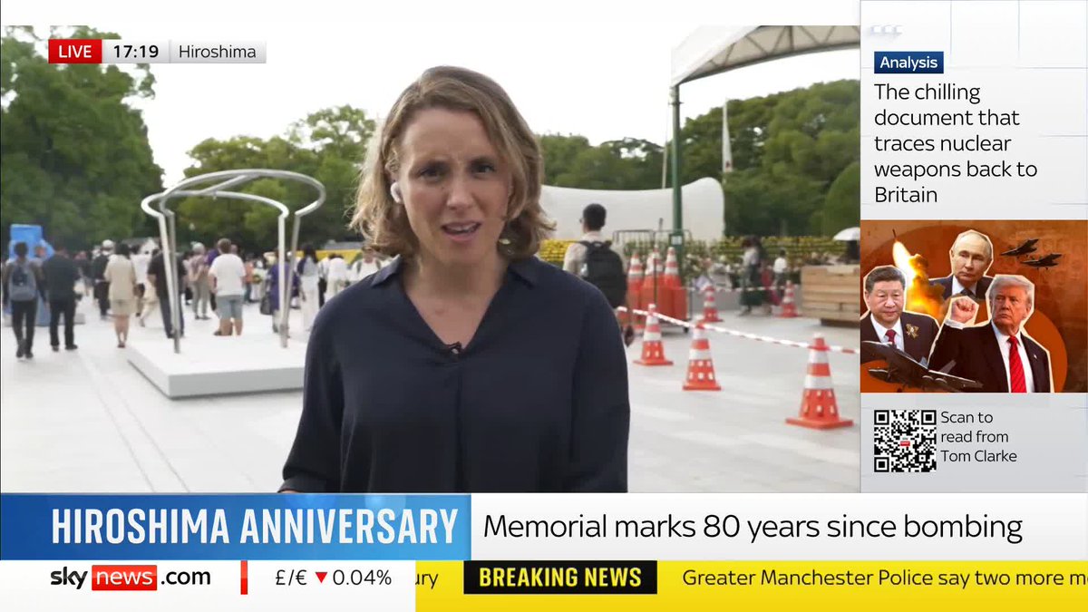Today marks 80 years since an atomic bomb was dropped on the Japanese city of Hiroshima. Sky's Helen-Ann Smith reports live from the city after representatives from around the world attended a ceremony to pay tribute to the victims.
