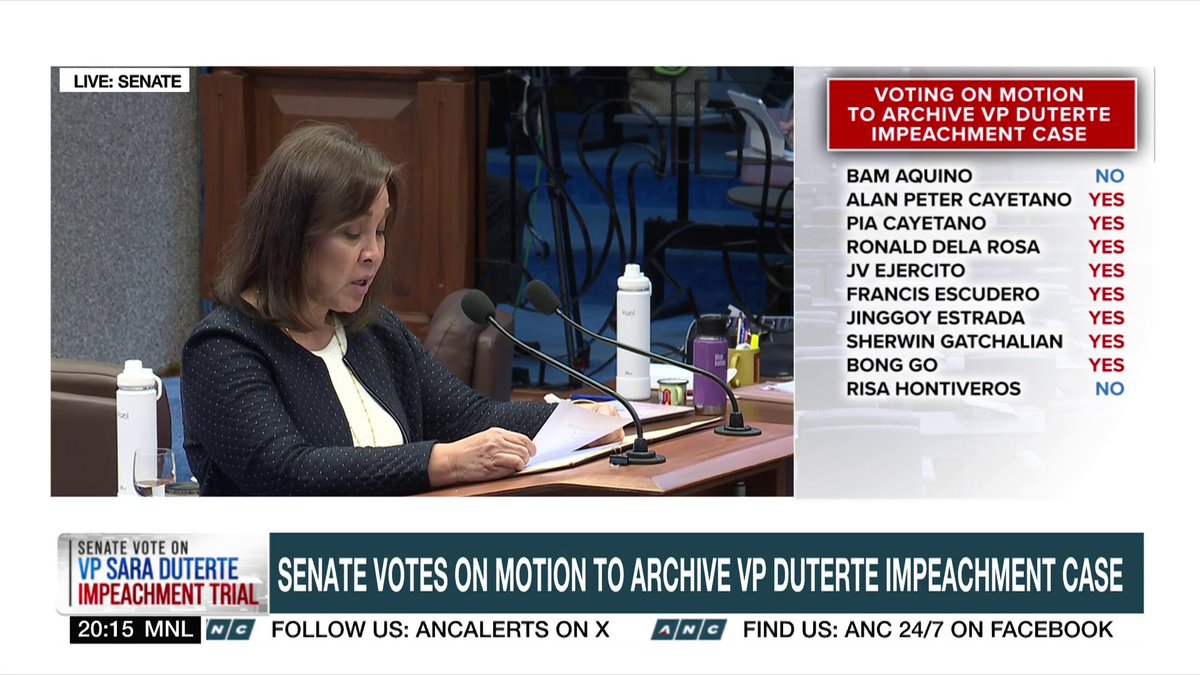 Senator Loren Legarda says she honors the decision of the Supreme Court in nullifying the articles of impeachment against Vice President Sara Duterte, hence her yes vote in the motion to archive the impeachment case against her.