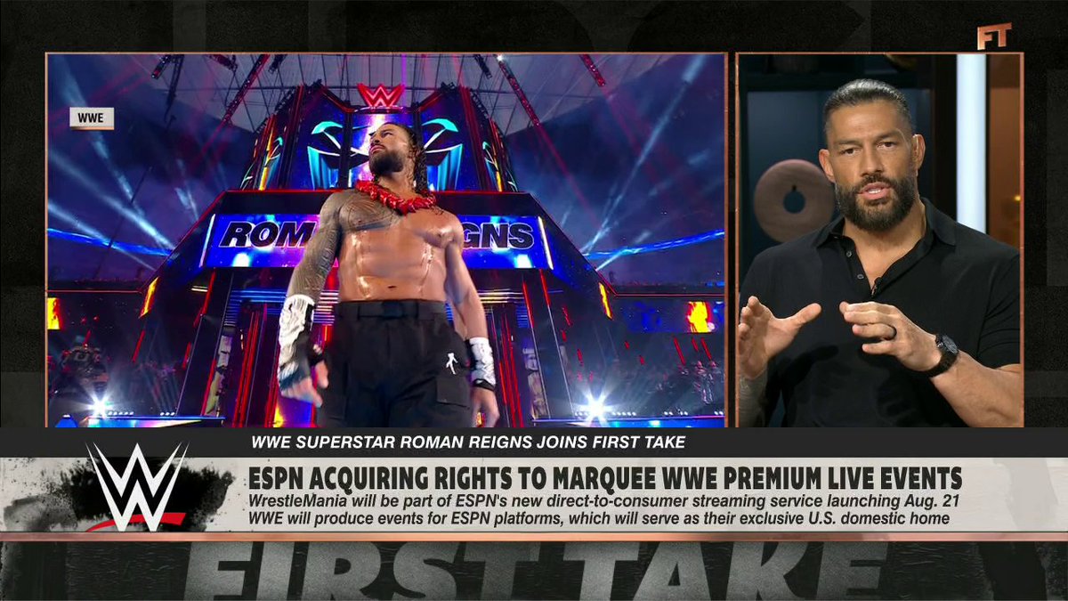 "It used to be a lot different, but I mean now, the fact that we've continued to grow, it used to be only arenas but, now it's stadiums. So in that regard, it's no different than football." Roman Reigns compares the WWE and football 🔥
