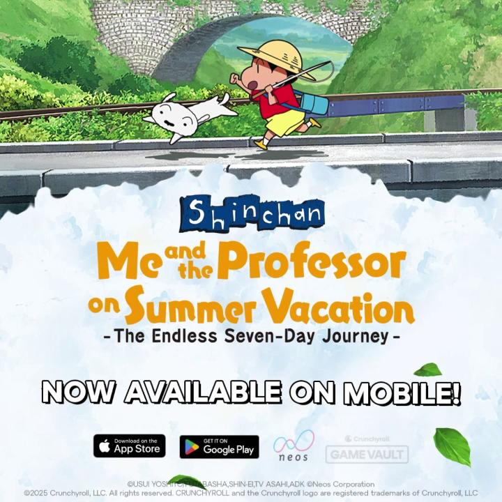 Join Shin chan on a heartwarming and hilarious summer adventure full of mystery, mischief, and memories. Shin chan: Me and the Professor on Summer Vacation is out now on Crunchyroll Game Vault!