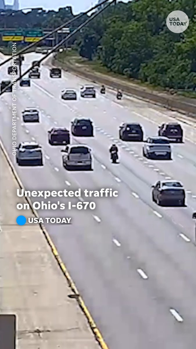 Traffic cameras spotted two people on motorized wheelchairs traveling the wrong direction on I-670 in Columbus, Ohio. The two appear unharmed and didn't disrupt traffic.