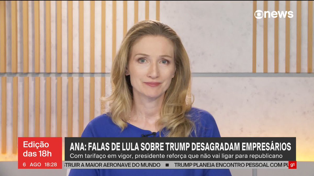 “(Fala de Lula) não agrada aos empresários. Foi até uma ducha de água fria em setores da economia brasileira que cobram do governo mais ação ou uma ação mais rápida. (...) Existe, sim, uma frustração com a fala do presidente, que está praticamente dizendo ‘não quero conversar com Trump’”, diz Ana Flor sobre o presidente Lula descartar uma ligação para Donald Trump porque “um presidente não pode se humilhar para outro”. ➡ Assista ao #Edição18: #GloboNews