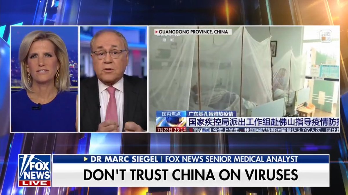 “They’re spraying people with insect repellent as they enter the city. Drones are hunting for puddles. Hospitals locked down with mosquito nets. This is China’s response to a virus—one that can easily spread here if they fail to contain it.” — Marc Siegel MD
